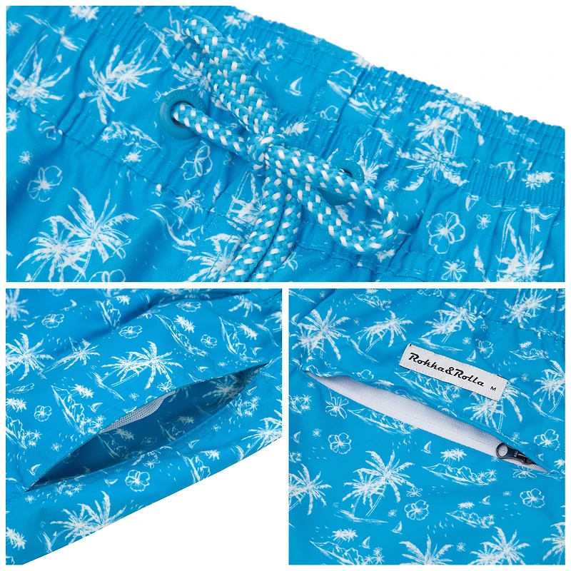 Rokka&Rolla Mens 7" Swim Trunks with Compression Liner