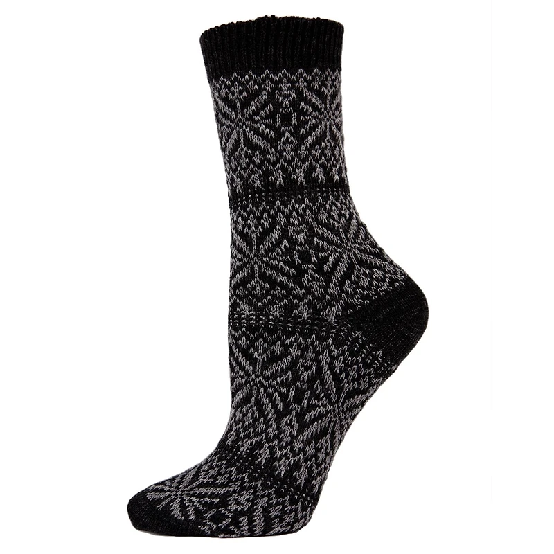 MeMoi Women's Traditional Cozy Snowflake Crew Socks