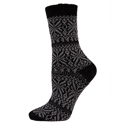MeMoi Women's Traditional Cozy Snowflake Crew Socks