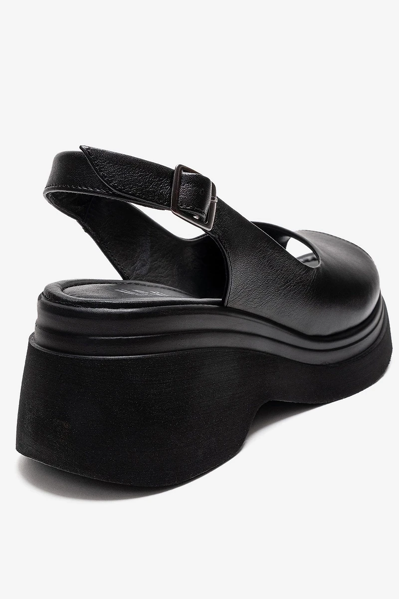 Forever & Always Womens Laure Leather Wedge Sandals