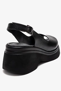 Forever & Always Womens Laure Leather Wedge Sandals