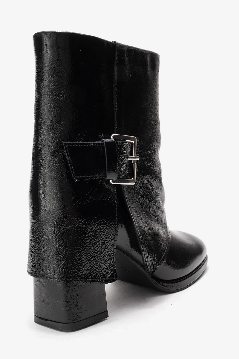 Forever & Always Womens Lore Leather Block Heel Boots