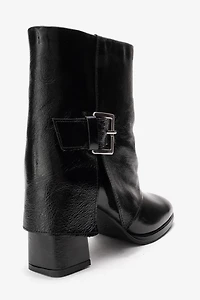 Forever & Always Womens Lore Leather Block Heel Boots