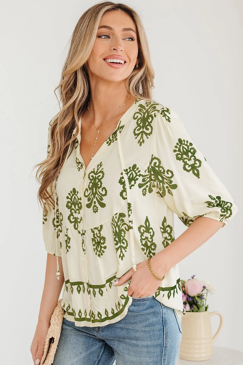 Threaded Pear Women's Keziah Puffy Half Sleeve Shirt