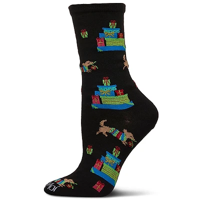 MeMoi Women's Pile Of Gifts Holiday Crew Socks