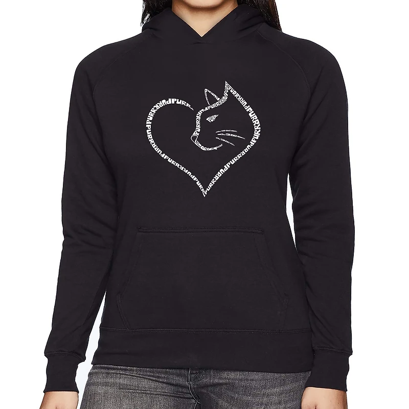 LA Pop Art Cat Heart - Women's Word Hooded Sweatshirt