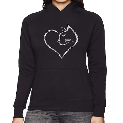 LA Pop Art Cat Heart - Women's Word Hooded Sweatshirt