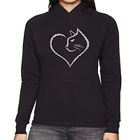 LA Pop Art Cat Heart - Women's Word Hooded Sweatshirt