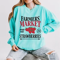 Simply Sage Market - Farmers Strawberries Women's Lightweight Garment Dyed Sweatshirt