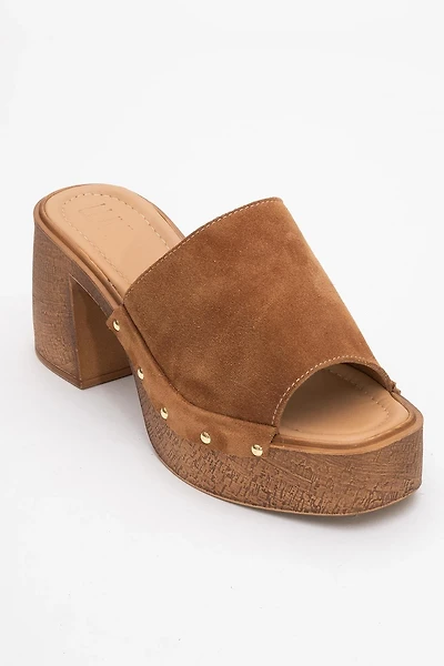 Forever & Always Womens Pull Leather Platform Mules