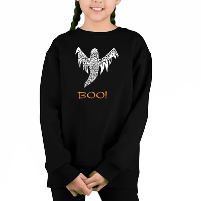 LA Pop Art Girl's Word Sweatshirt - Halloween Ghost