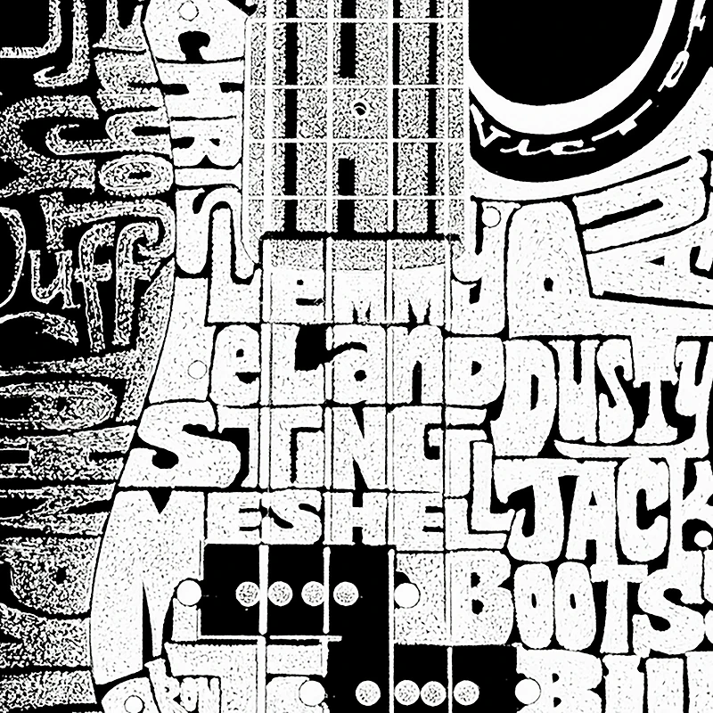 LA Pop Art Bass Guitar - Men's Word Hooded Sweatshirt
