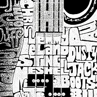 LA Pop Art Bass Guitar - Men's Word Hooded Sweatshirt
