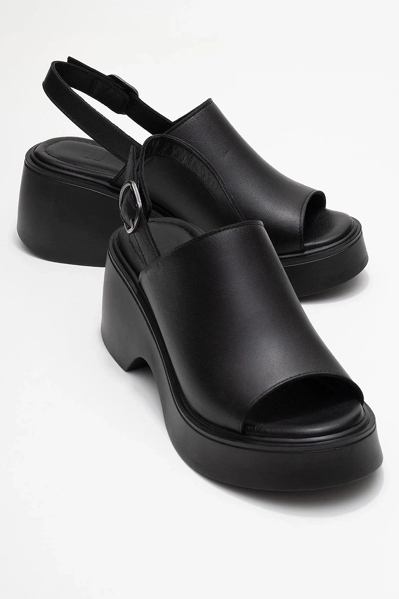 Forever & Always Womens Power Leather Platform Wedge Sandalss