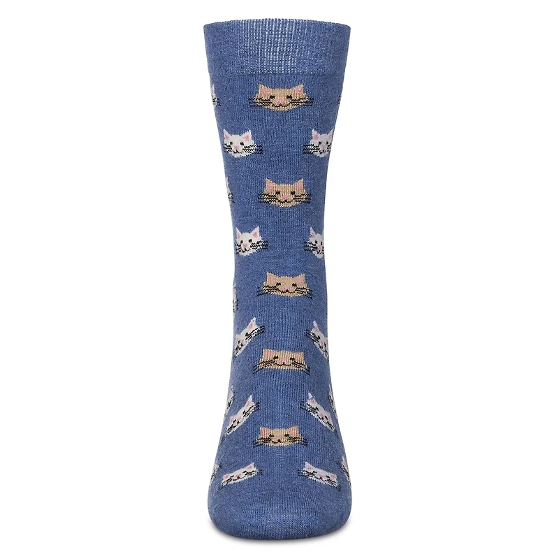 MeMoi Men's Cat Face Cashmere Crew Socks