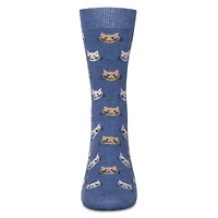 MeMoi Men's Cat Face Cashmere Crew Socks