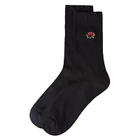 MeMoi Women's Rose Embroidered Crew Socks