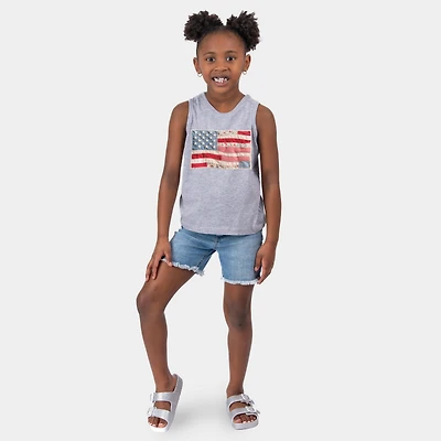 The Juniper Shop - Youth Tank Top American Flag Faux Patchwork