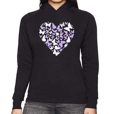 LA Pop Art Butterfly Heart - Women's Word Hooded Sweatshirt