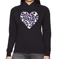 LA Pop Art Butterfly Heart - Women's Word Hooded Sweatshirt