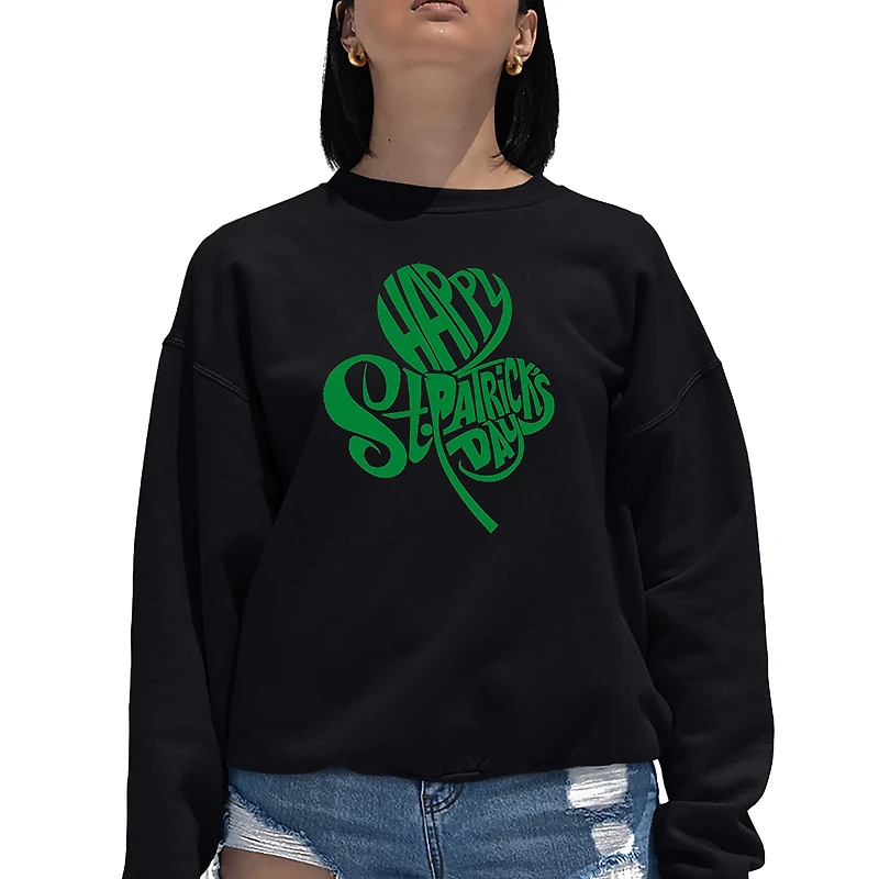LA Pop Art St. Patrick'S Day Shamrock - Women's Word Crewneck Sweatshirt