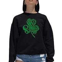 LA Pop Art St. Patrick'S Day Shamrock - Women's Word Crewneck Sweatshirt
