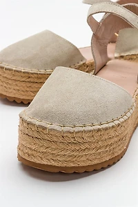 Forever & Always Womens Viba Leather Esprarille Platform Wedge Sandalss