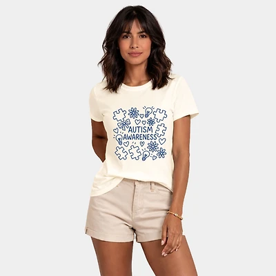 Simply Sage Market - Autism Awareness Puzzle Outline Women's Short Sleeve Graphic T-Shirt