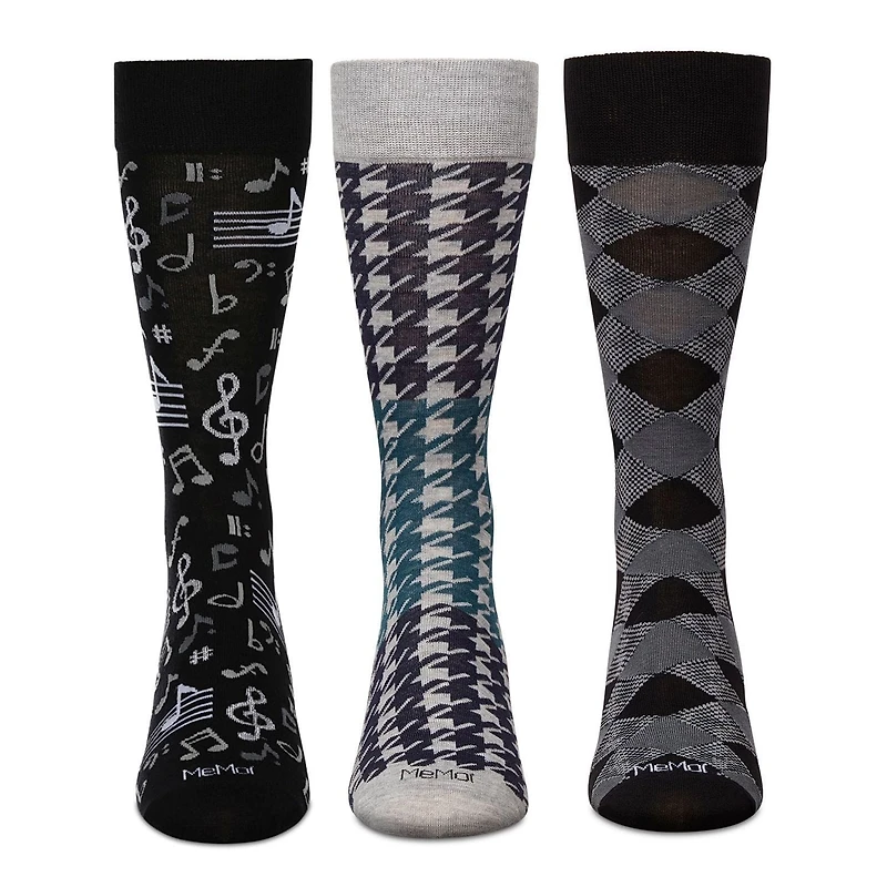 MeMoi Men's 3 Pair Pack Novelty Hobbies Crew Socks
