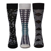 MeMoi Men's 3 Pair Pack Novelty Hobbies Crew Socks
