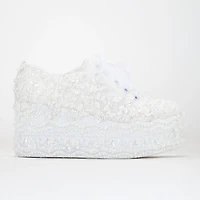 Forever & Always Womens Florette Lace Bridal Platform Sneakers