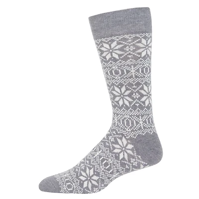 MeMoi Men's Snowflake Luxuriously Soft Cashmere Blend Crew Socks