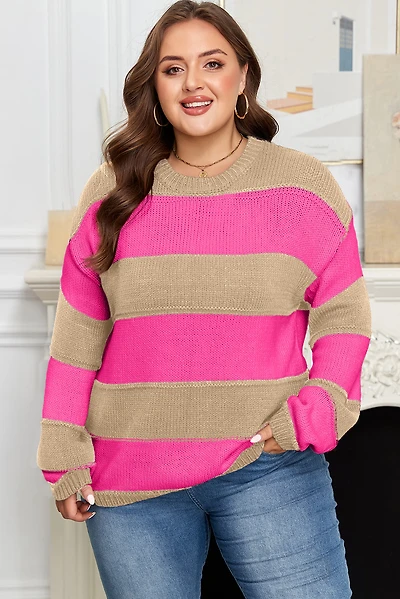 Threaded Pear Women's Florence Block Drop Shoulder PLUS Sweater