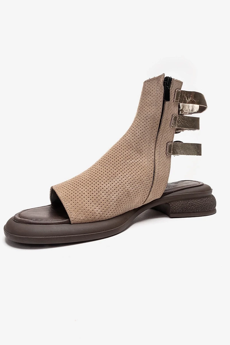 Forever & Always Womens Carina Leather Side Zip Sandal