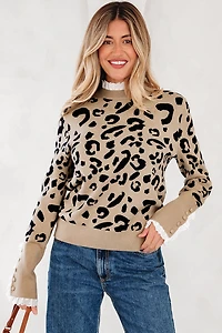 Threaded Pear Women's Amelia Ribbed Detail Cuffed Sweater