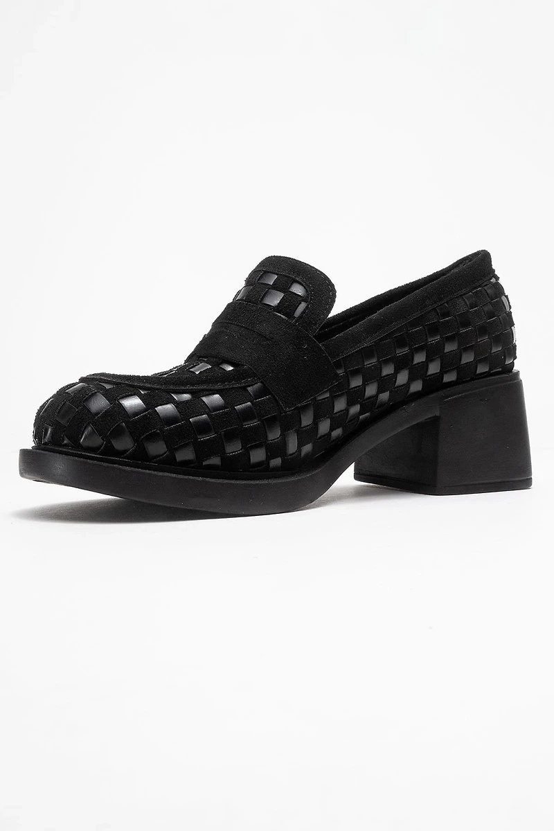 Prologue Shoes Womens Marlon Woven Block Heel Loafer