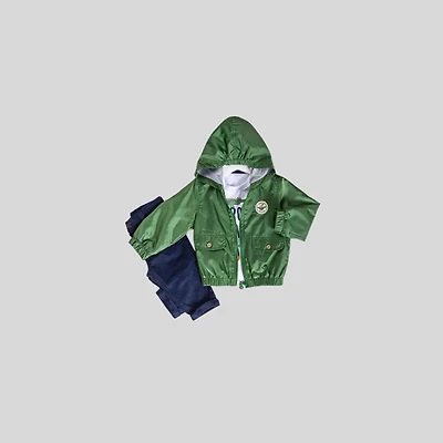 Wear Sierra Boys Infant Toddler Hooded Windbreaker 3‑Piece Set