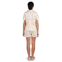 MeMoi Women's Coral Reef Notch Collar Cotton Blend Pajama Set