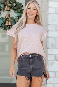 Threaded Pear Women's Amanda Ruffled Short Sleeve Blouse