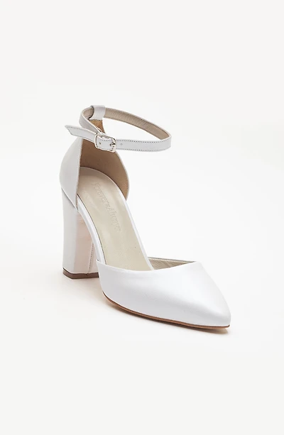 Forever & Always Womens Rossella Leather Block Heel Pumps