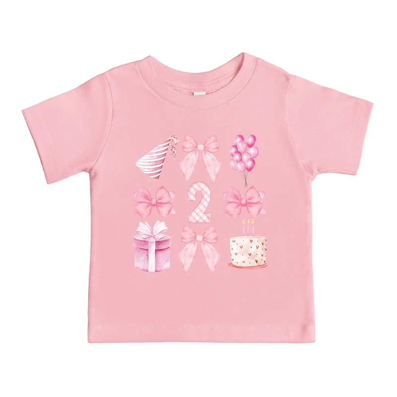 The Juniper Shop - Two Birthday Pink Coquette Toddler Short Sleeve Graphic T-Shirt