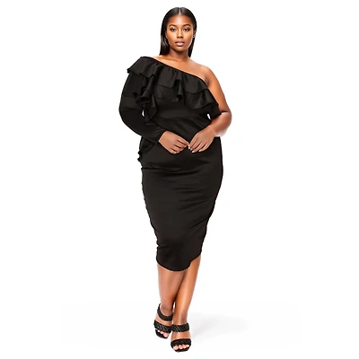 L I V D Women's Plus Val Ruffled Bodycon Dress