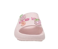 bebe Girl's EVA Slide Sandals with Strawberry Charms