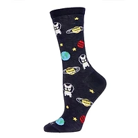 MeMoi In Space No One Can Hear You Bark Bamboo Blend Crew Socks