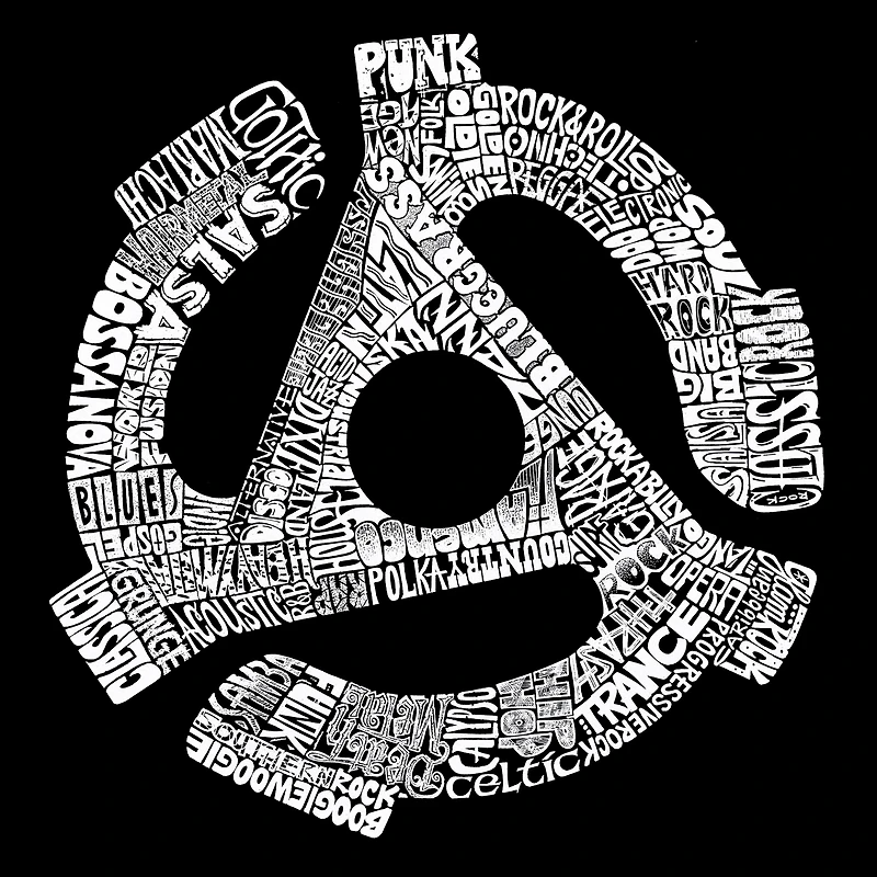 LA Pop Art Men's Word T-Shirt - 45 Record Adapter Graphic