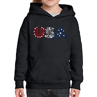 LA Pop Art Girls Word Hoodie - Usa Fireworks