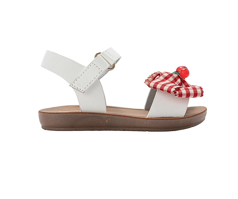 bebe Toddler Girl's Gingham Bow Sandals with Adjustable Ankle Strap