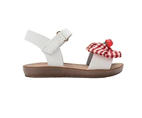 bebe Toddler Girl's Gingham Bow Sandals with Adjustable Ankle Strap