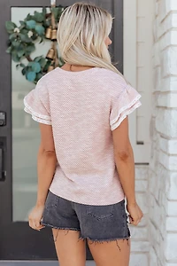 Threaded Pear Women's Amanda Ruffled Short Sleeve Blouse
