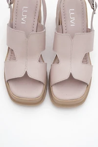 Forever & Always Womens Zennia Leather Platform Sandal